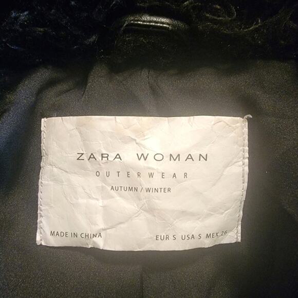 ZARA WOMAN Faux Fur Teddy Bomber Jacket Black Crop Coat Fall Winter Layering S - Picture 13 of 16